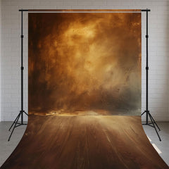 Gold Abstract Wall Wooden Floor Sweep Backdrop - Layoris