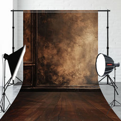 Vintage Wall Brown Old Wooden Floor Sweep Backdrop - Layoris