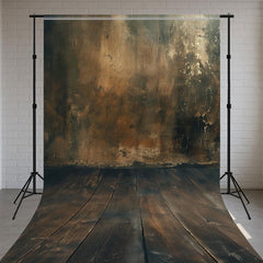 Old Wall Wooden Floor Retro Sweep Photo Backdrop - Layoris