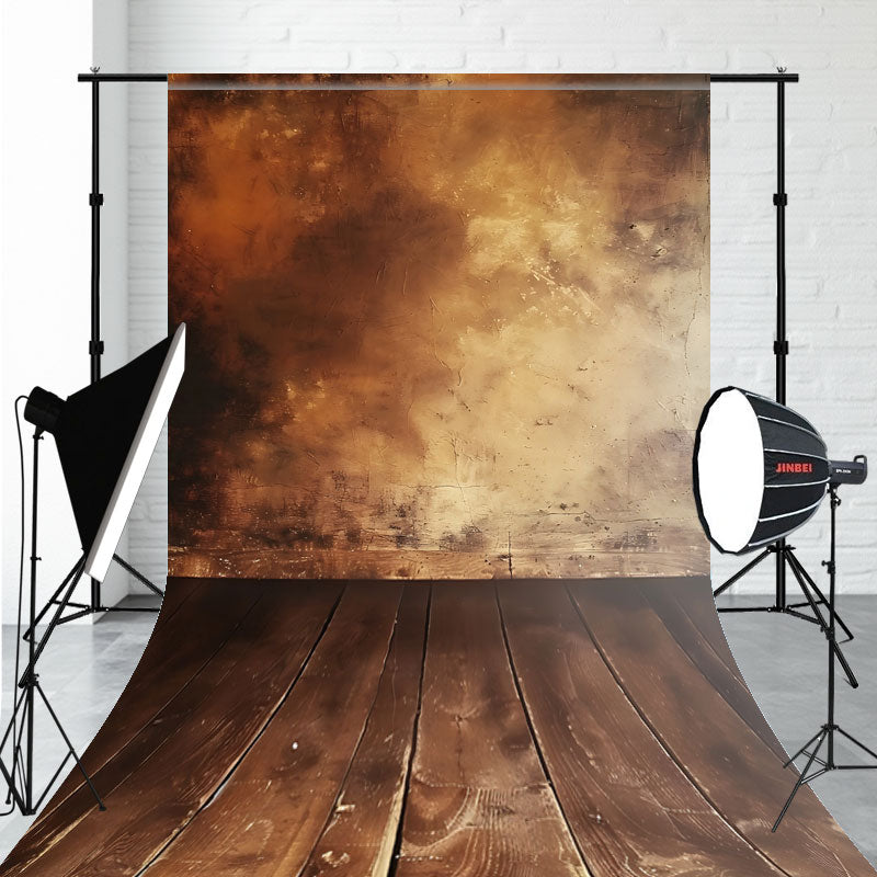 Gold Wall Wooden Floor Oil Texture Sweep Backdrop - Layoris