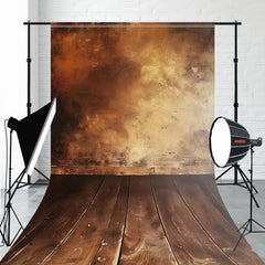 Gold Wall Wooden Floor Oil Texture Sweep Backdrop - Layoris