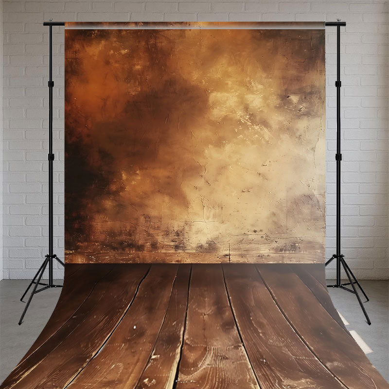 Gold Wall Wooden Floor Oil Texture Sweep Backdrop - Layoris