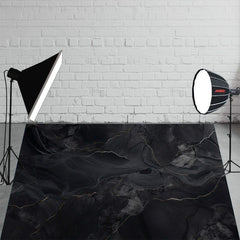 Black Marble Texture Gold Edge Fabric Floor Backdrop - Layoris