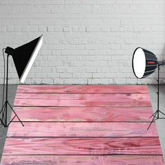 Pink Old Wooden Planks Fabric Floor Backdrop - Layoris