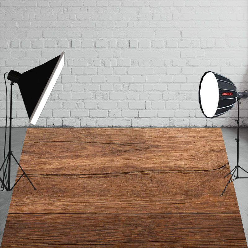 Brown Cracked Wooden Planks Fabric Floor Backdrop - Layoris