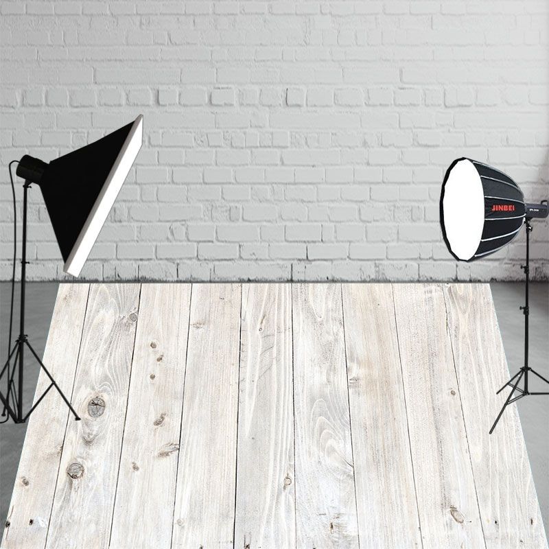 White Wooden Texture Fabric Floor Backdrop - Layoris
