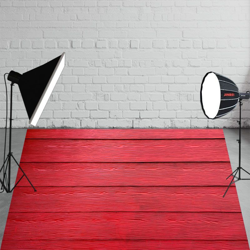 Red Modern Wooden Texture Fabric Floor Backdrop - Layoris