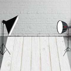 White Painted Wooden Portrait Fabric Floor Backdrop - Layoris