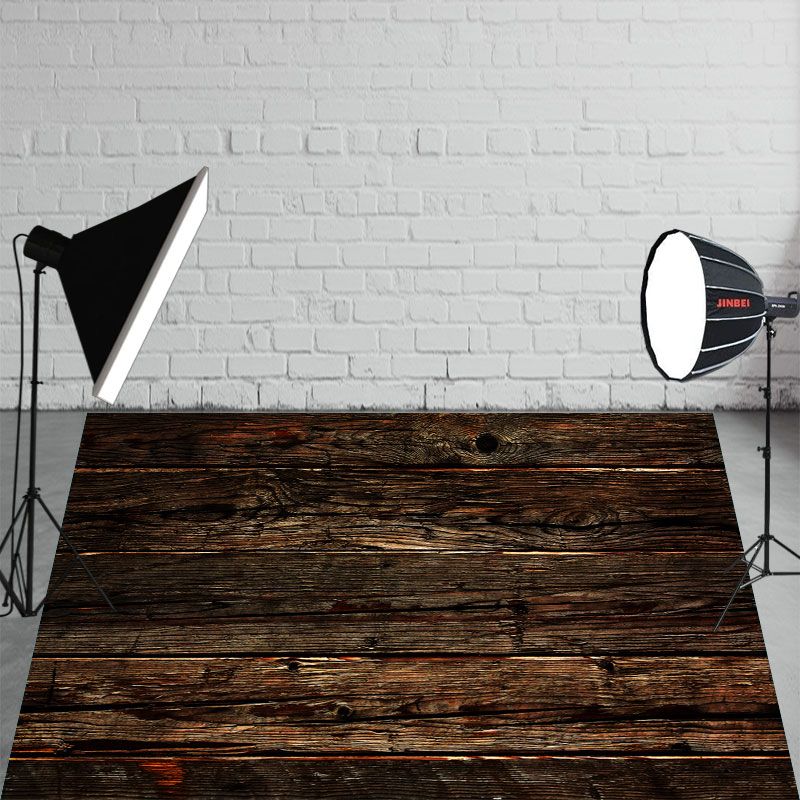 Dark Old Wooden Planks Fabric Floor Backdrop - Layoris