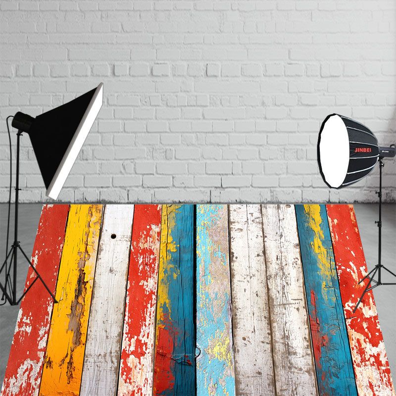 Faded Colored Vertical Wood Planks Fabric Floor Backdrop - Layoris