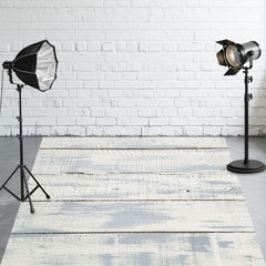 White Wood Plank Texture Fabric Floor Backdrop - Layoris