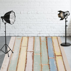 Colorful Wood Plank Texture Fabric Floor Backdrop - Layoris