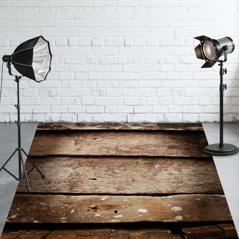 Brown Old Wood Plank Fabric Floor Backdrop - Layoris