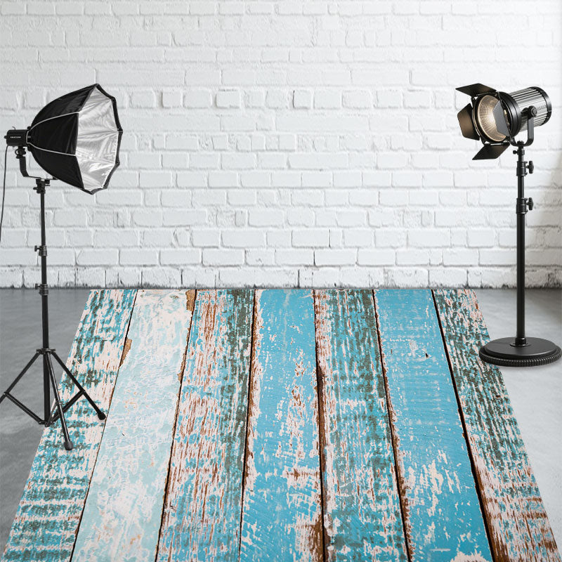 Blue Gradient Wood Fabric Floor Backdrop - Layoris