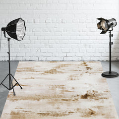 Uneven White Wood Fabric Floor Backdrop - Layoris