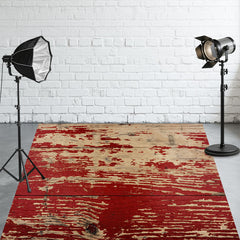 Peeling Red Wood Fabric Floor Backdrop - Layoris