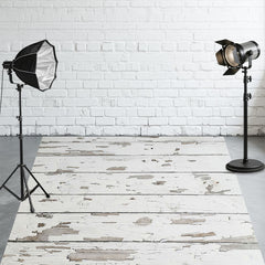 Peeling White Wood Fabric Floor Backdrop - Layoris