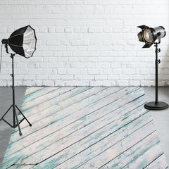 Blue And White Wood Texture Fabric Floor Backdrop - Layoris