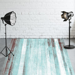 Blue Brown Wood Texture Fabric Floor Backdrop - Layoris