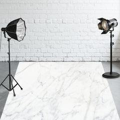 White Marble Texture Fabric Floor Backdrop - Layoris