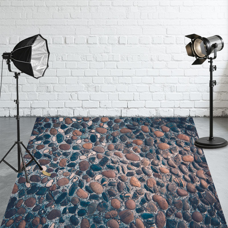 Warm River Stones Fabric Floor Backdrop - Layoris