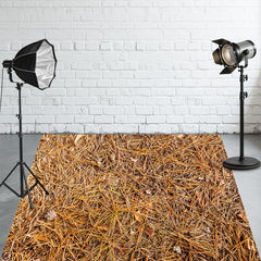Yellow Pine Needle Floor Fabric Backdrop - Layoris