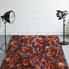 Withered Red Leaves Fabric Floor Backdrop - Layoris