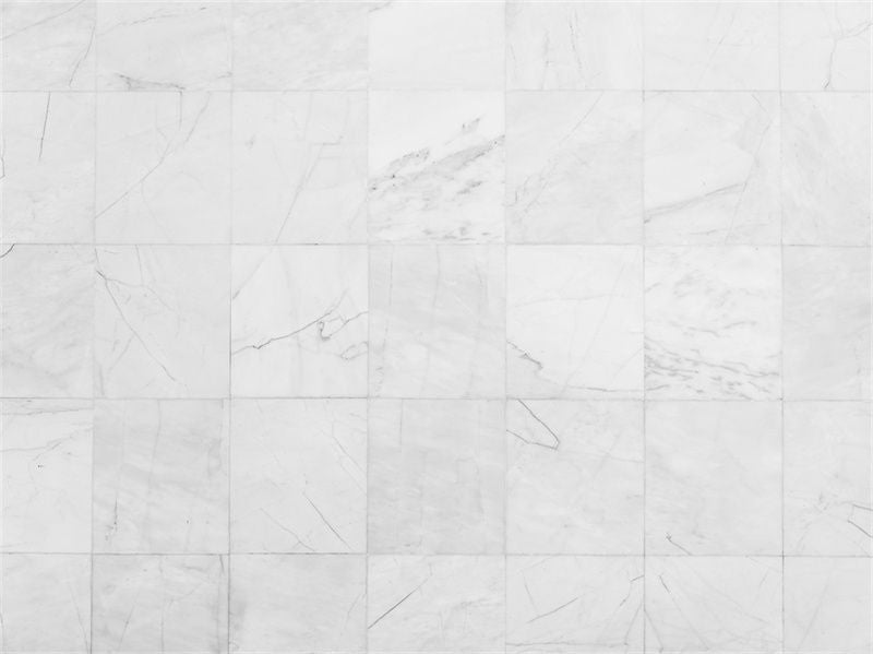 Light Grey Checkered Marble Fabric Floor Backdrop - Layoris