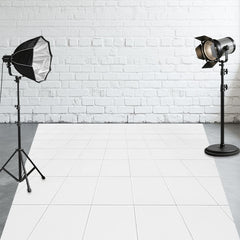 Matte White Tile Fabric Floor Backdrop - Layoris