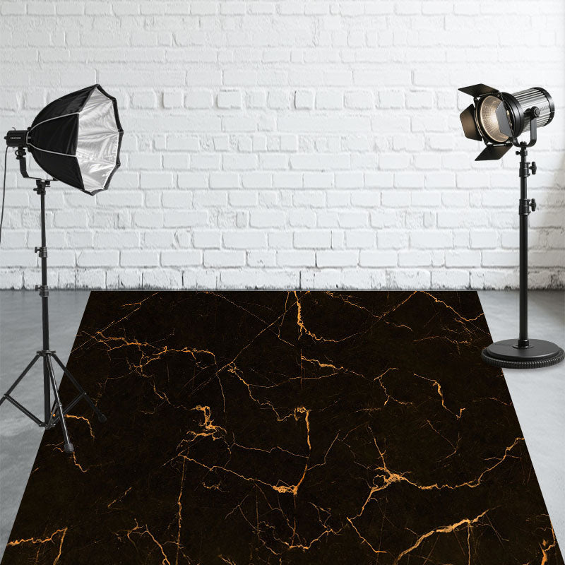 Gold Edge Black Marble Fabric Floor Backdrop - Layoris