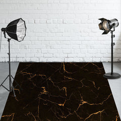 Gold Edge Black Marble Fabric Floor Backdrop - Layoris