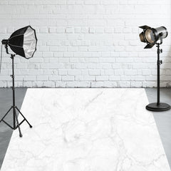 White Matte Marble Texture Fabric Floor Backdrop - Layoris