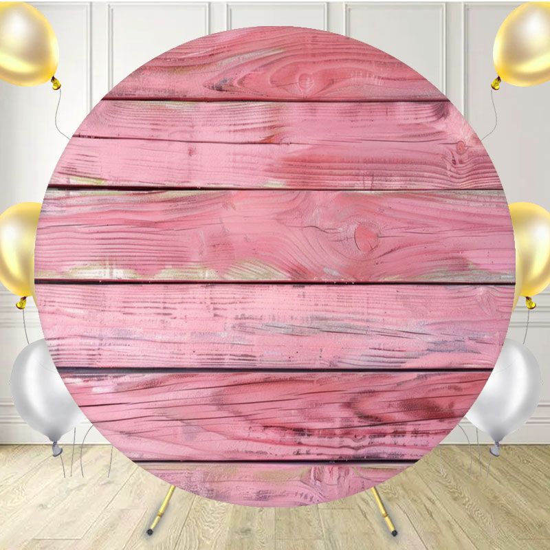 Pink Old Wooden Planks Circle Backdrop - Layoris