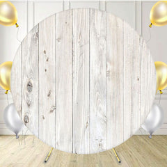 White Wooden Texture Round Backdrop - Layoris