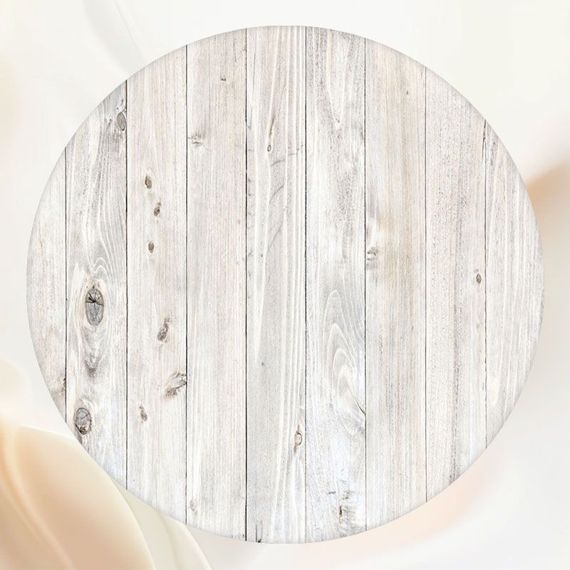 White Wooden Texture Round Backdrop - Layoris
