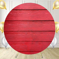 Red Modern Wooden Texture Round Backdrop - Layoris