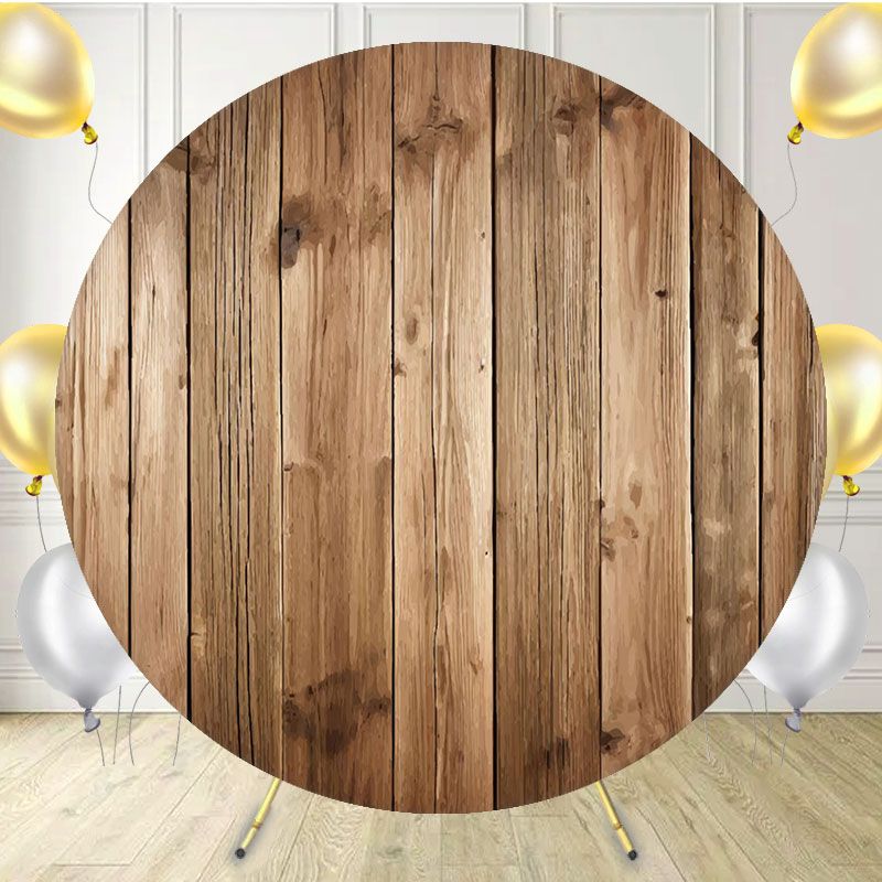 Rustic Style Brown Wood Texture Round Backdrop - Layoris