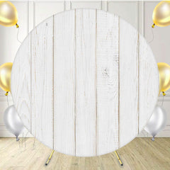 White Painted Wooden Planks Circle Backdrop - Layoris