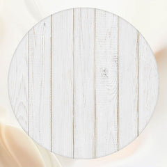 White Painted Wooden Planks Circle Backdrop - Layoris