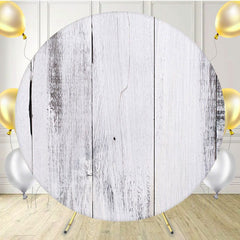 Faded White Wooden Planks Circle Backdrop - Layoris