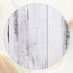 Faded White Wooden Planks Circle Backdrop - Layoris