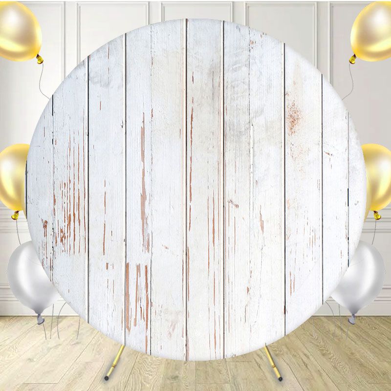 Light Blue And White Gradient Wood Round Backdrop - Layoris