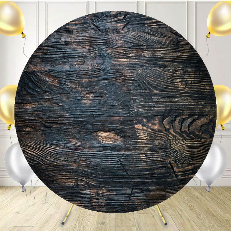 Dark Brown Texture Abstract Wood Round Backdrop - Layoris