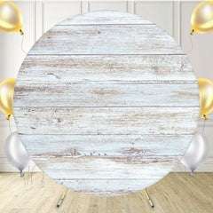 Blue And White Wood Plank Texture Round Backdrop - Layoris