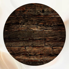 Dark Old Wooden Planks Circle Backdrop - Layoris