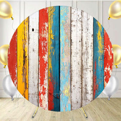 Faded Colored Vertical Wood Planks Round Backdrop - Layoris