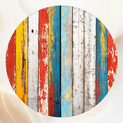 Faded Colored Vertical Wood Planks Round Backdrop - Layoris