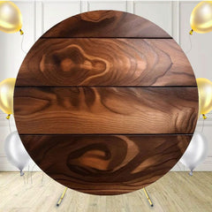 Coffee Cream Style Wooden Board Round Backdrop - Layoris