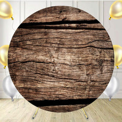 Old Wooden Planks Rustic Style Round Backdrop - Layoris