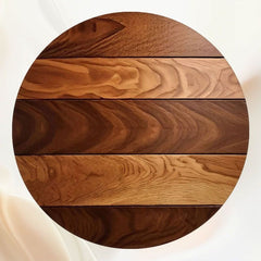 Brown Coffee Color Interwoven Wood Round Backdrop - Layoris
